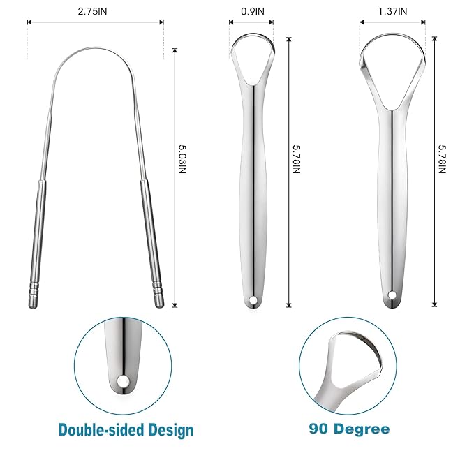 Premium 1pcs/3pcs Metal Tongue Scraper Cleaner for Adults & Kids, Portable Stainless Steel Tongue Scrapers Brushes for Removing