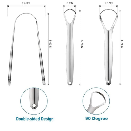 Premium 1pcs/3pcs Metal Tongue Scraper Cleaner for Adults & Kids, Portable Stainless Steel Tongue Scrapers Brushes for Removing
